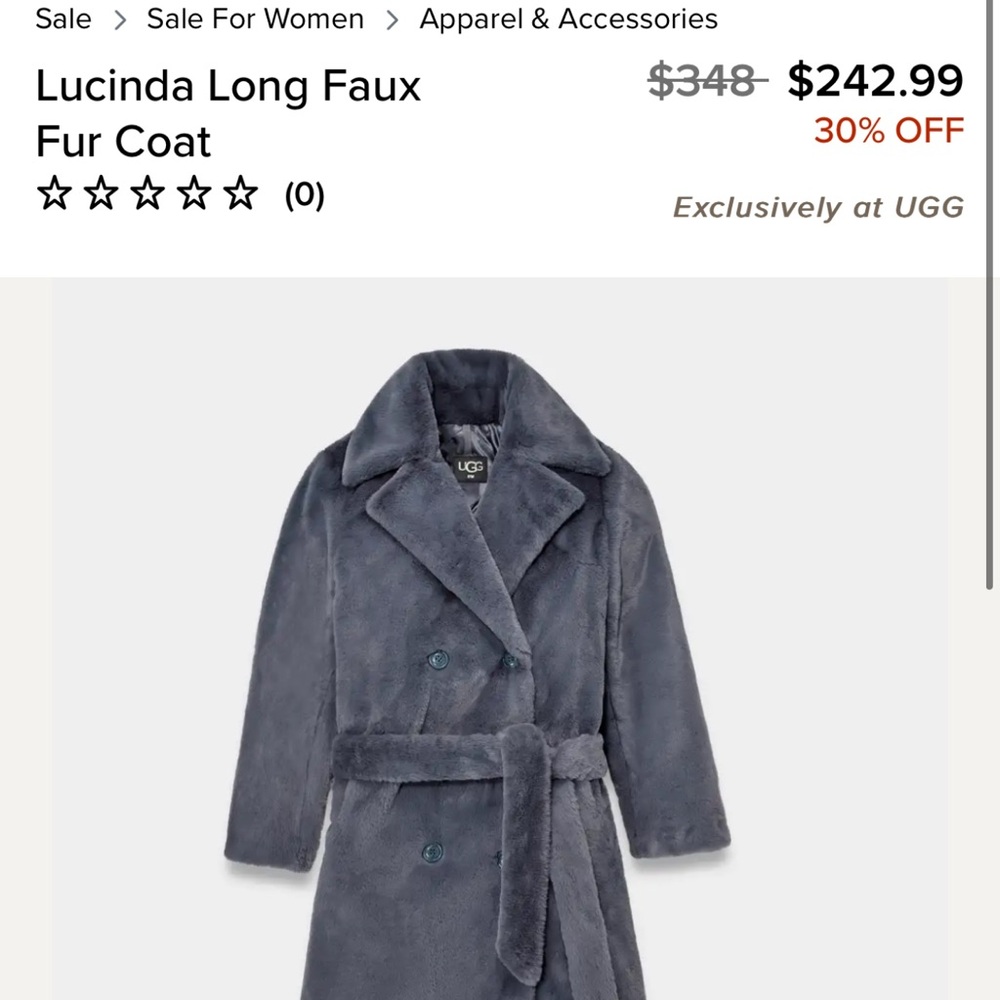 UGG long faux fur coat, new without tags!